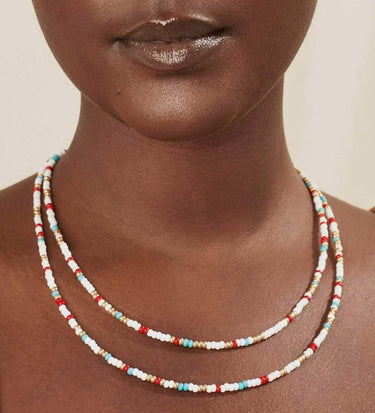 Double Wrap Multi Colour Beaded Necklace