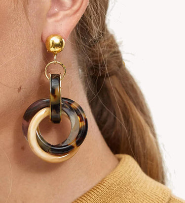 Faux Tortoise Tangle Drop Earrings